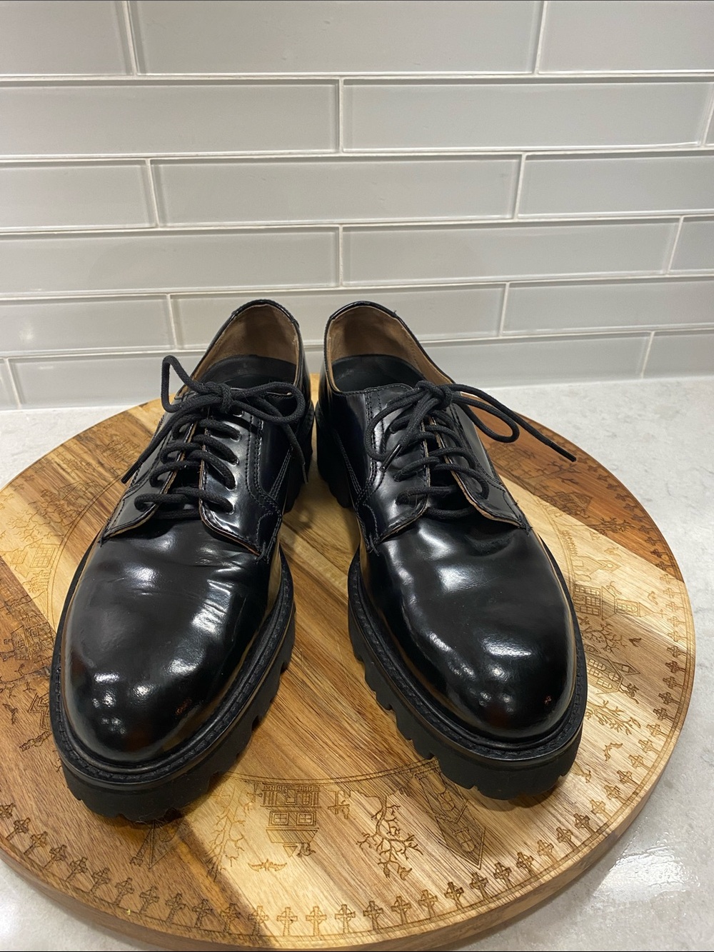 Ted Baker London Black Patent Leather Lace-Up Loafers